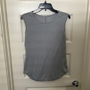Athleta Scoop Hem Tank Top - Grey and White Striped - Size XS